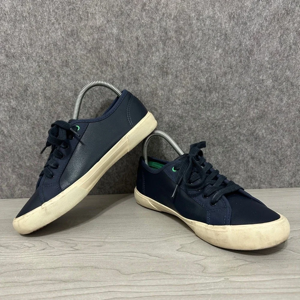 Joules‎ Coast Pump Navy Blue Faux Leather Lace Up Sneakers Women US 7